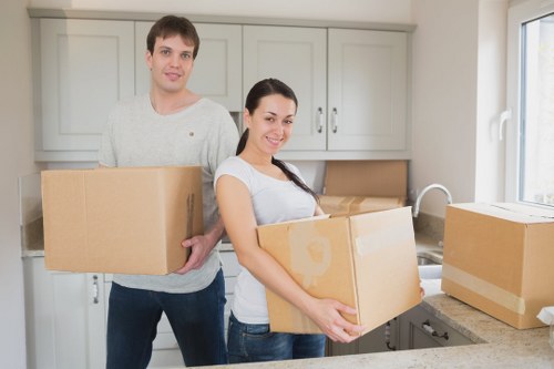 Office furniture and equipment prepared for a commercial move in Swiss Cottage